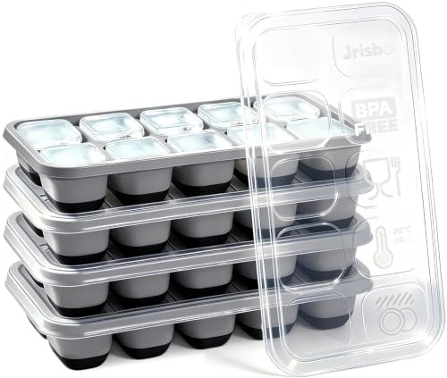 Silikon Iskubsform med Lock, BPA-Fri Silikon Isform Liten Isbitsform 4 Pack | Flexibel och Lätt att Lossa, LFGB Certifierad Livsmedelsklassad Isbricka, Stapelbar och Diskmaskinssäker