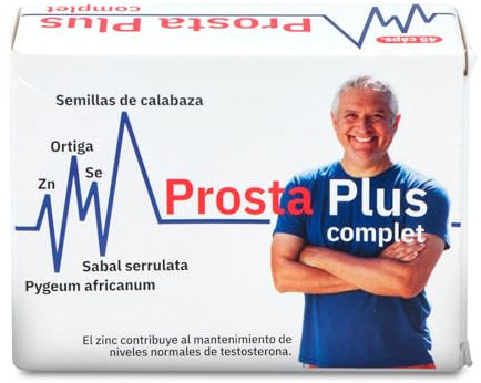 Espadiet Prosta Plus complet – Salud de la Próstata – Ayuda a Tener Niveles Normales de Testosterona – Salud Masculina - A Base de Extractos, Naturales, Minerales y Zinc – Caja con 45 cápsulas
