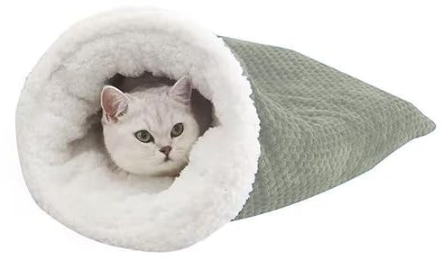 CAMEIRGOU Katzenschlafsack Warmer Katzenbett Waschbar Katzendecke Haustier Kissen Katzen Kuschelhöhle Aus Fleece Katzenhöhle Katzen Schlafsack Kleines Haustierbett Für Katzen Hunde Bis Zu 6 Kg (grau)
