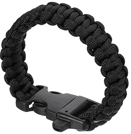 PATIKIL Survie Paracorde Bracelets, Tressé Parachute Bracelet avec Plastique Boucle Fête Favorise Camping Cadeaux Externe Enveloppes pour Hommes, Noir