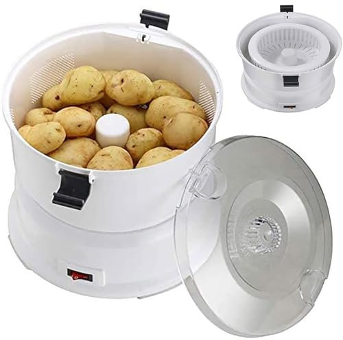 NGARY Pelador De Patatas Eléctrico, Pelador Rotativo Automático De Frutas Y Verduras con Capacidad De 1 Kg, Pelado Y Secado 2 En 1 Y Eficaz Rápido, para Frutas, Verduras
