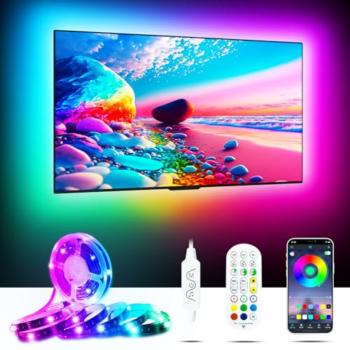 MORIACC LED Lights for Bedroom 5m, LED Strip for TV 55-75 inch Music Sync with TV,USB LED Strip Light for TV Lights Back Light, LED TV Backlights with APP Remote Control for Room Decor