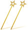 Molain Lot de 2 baguettes magiques de princesse pour enfants - Étoile pailletée - Accessoires de costume - Baguette magique d'ange pour anniversaire, mariage, cosplay, jeu de rôle (doré)