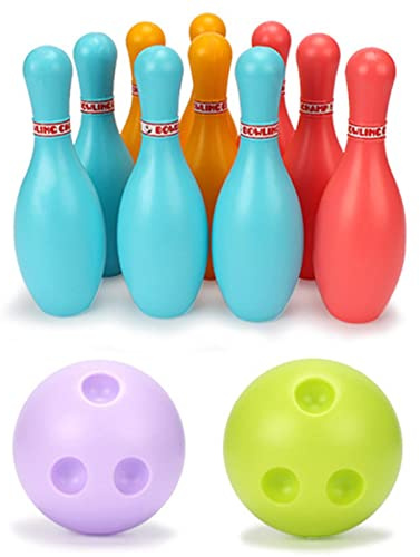 Bowling Toy Set Plastic Bowling Skittles Early Educational Toy Gift Active Game Bowling Party Games for 2-5 Year Old Kids (Medium)