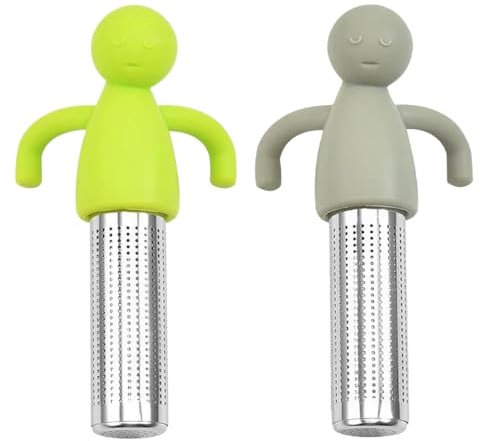 2 Pcs Tea Infuser, Loose Tea Infuse, Tea Strainer, Reusable Cute Loose Leaf Tea Infuser Silicone Tea Diffuser for Teapots Cups Mugs to Brewing Steeping Loose Leaf(Green+Gray)