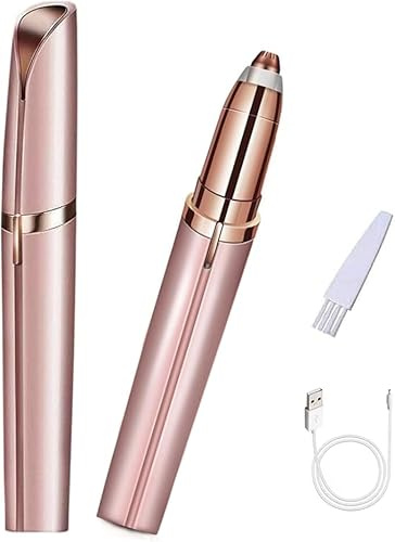 Rasoio per sopracciglia da donna, epilatore elettrico per sopracciglia, indolore e portatile, ricaricabile tramite USB, per donne (oro rosa)
