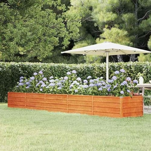 Hochbeet aus Cortenstahl 400x80x45 cm - Rostoptik, langlebig & pflegeleicht - Ideal für Gartenpflege & Urban Gardening