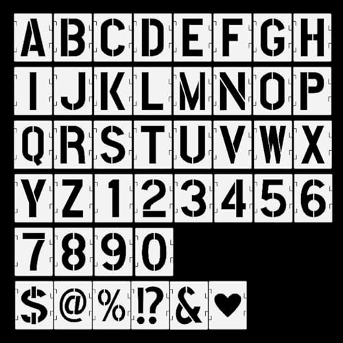 2 Inch Letter and Number Stencils, 42-Piece Alphabet and Number Templates Set for DIY Painting on Wood and Wall