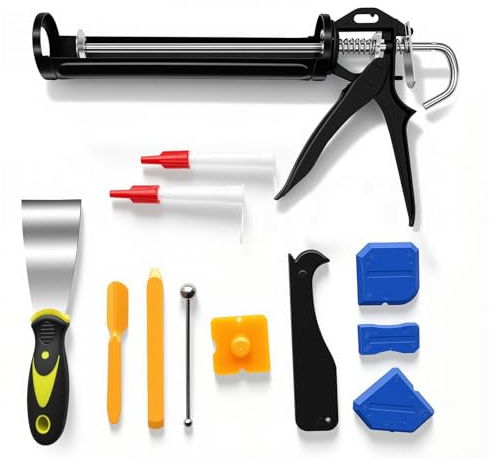 Caulking Gun, Heavy Duty Drip-Free Sealant Gun with Smooth Rod & Quick Release, for Silicone, DIY Home Repairs, Adhesives, Construction