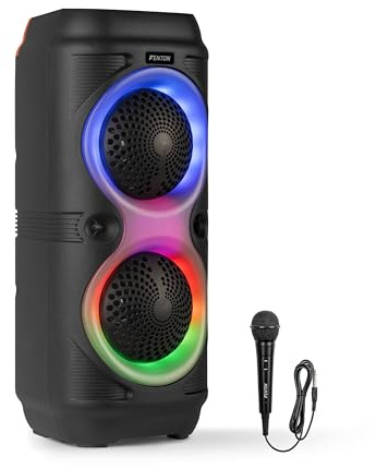 Fenton Track210 Enceinte Portable Bluetooth 100W LED Batterie 8H | Animation Musicale pour Soirées et Karaoké, Batterie Longue Durée, Transport Facile, Ambiance Festive et Utilisation Nomade