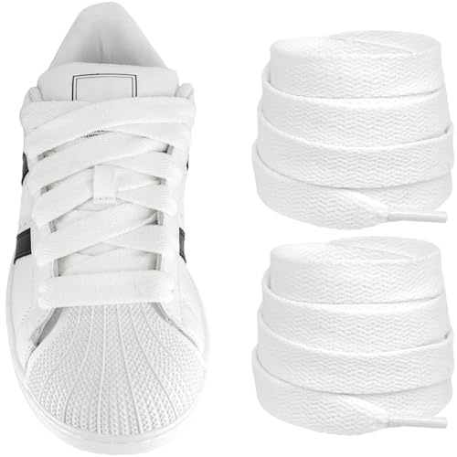 UamGlsob Cordones Planos 14 mm de Ancho para Superstar II (Off White,115cm)