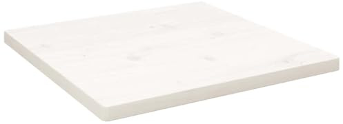 ULUYYUC Plateau de table blanc - 50 x 50 cm - En bois de pin massif - Carré - 2,5 cm d'épaisseur - Arrondi tout autour - Prêt à l'emploi - Design moderne - Pour salle à manger, bureau, café