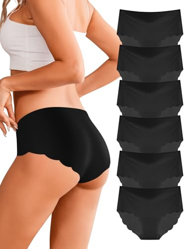 Dawnrole Bragas Sin Costuras Mujer, de Cintura Media, Transpirables y Anti-Enrollamiento 6Pack