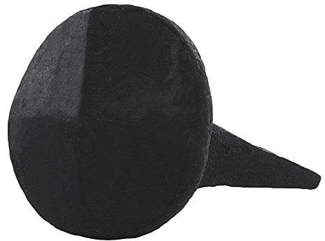 Set of 6 Round Pyramid Decorative Iron Nails, 1.25 X 1 Inch, Wrought Head Nails, Natural Black Iron Finish