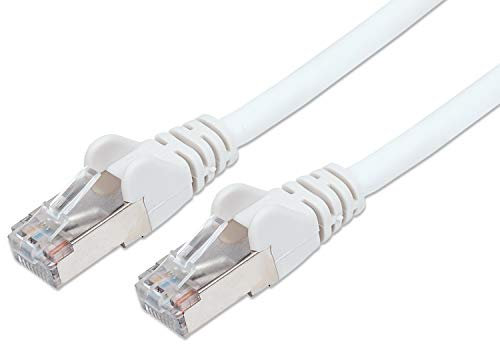 PremiumCord nätverkskabel, Ethernet, LAN & Patch-kabel CAT6a, 10 Gbit/s, S/FTP PIMF skärm, AWG 26/7, 100% Cu, snabb flexibel och robust RJ45-kabel, vit, 1,5 m