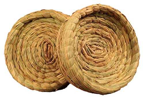 Orgrimmar 2PCS Handmade Woven Flat Base Straw Bird Nest Breeding Nest Hatch House Cage for Dove, Pigeon, Parrot, Rabbits, Hamster, Gerbil Guinea Pig, Chinchillas