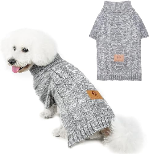 KOOLTAIL Turtleneck Dog Jumper for Small Medium Large Dogs, Soft & Warm Autumn Winter Pullover Sweater Coat, Comfortable Dog Knitted Winter Clothes Outfit for Boys Girls