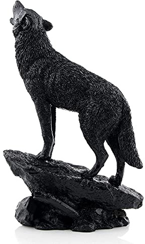 Wisifayardin Black Wolf Sculpture Wildlife Howling Wolf Statue and Figurine