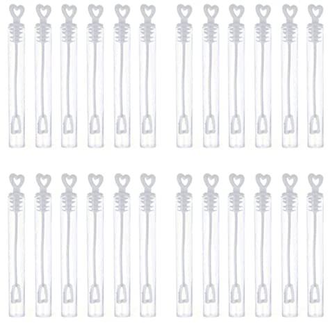 50 Piezas Botella de Jabón de Burbuja Vacía, Tubos para Crear Burbujas de Jabon para Bodas, Varitas de Burbujas con Mango en Forma de Corazón para Bodas, Adecuado para Fiestas(Blanco)