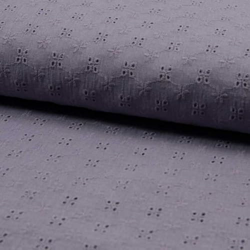 Baumwollstoff, Musselin, Gauze mit Lochstickerei, Lila, 50 cm