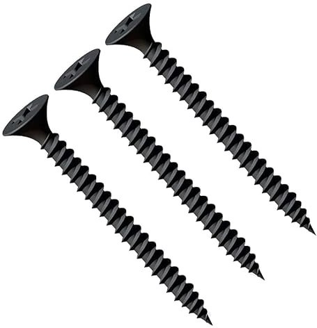 3.5X55mm Viti per cartongesso nere, viti a testa svasata Phillips autofilettanti, filettatura fine, punta affilata, viti fosfato nero per gesso per cartongesso su profilo in acciaio (500 pcs.)