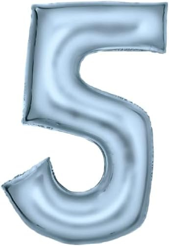 Amscan Große Zahl 5 Silk Lustre pastellblau Folienballon N34 verpackt 86 cm, Blau
