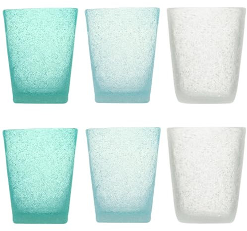 Memento Set 6 bicchieri acqua in pasta di vetro 300cc (Wave)