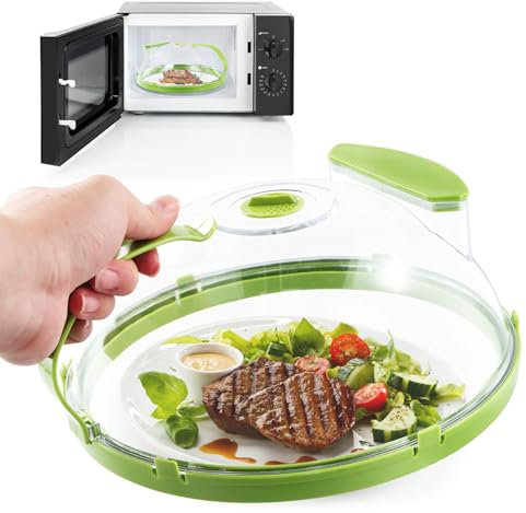Rapidbok 26 cm Protector de salpicaduras de microondas,Cubierta para microondas para alimentos,Tapa Microondas Libre Bpa,Transparente protección contra salpicaduras,para frutas y verduras