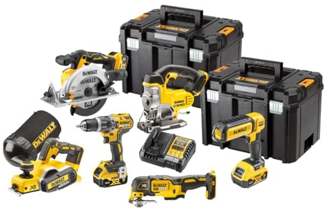 DeWalt DCK667P3T-GB 18V LXT Cordless Brushless 6 Piece Kit with 3 x 5.0Ah Batteries, Charger & Cases