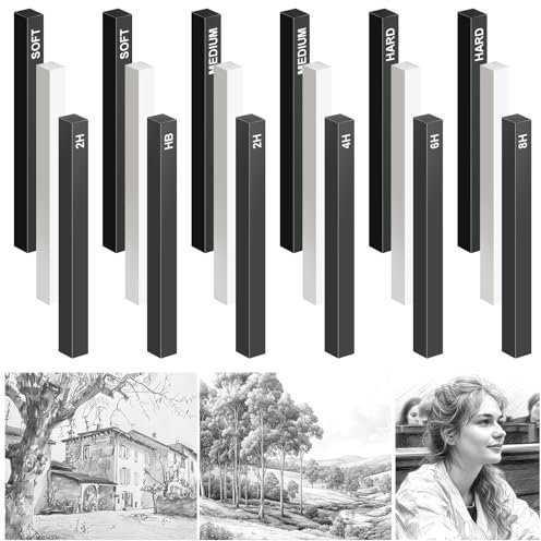 18 Stück quadratische komprimierte Kohlestifte komprimiert Graphit Material Sticks Graphitstifte Holzkohlestifte Set für Zeichnung Handwerk, Schattierung, Skizzieren, Anfänger, Zeichnung Klasse Kinder