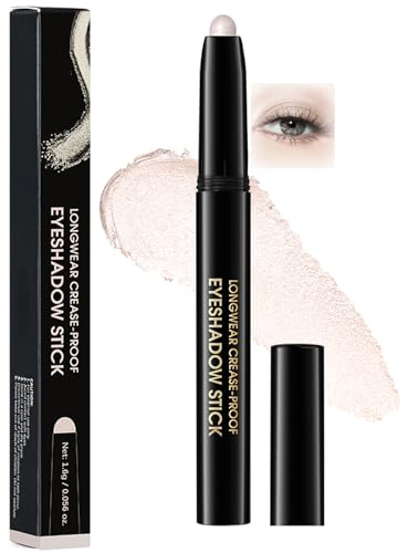 Glitter Oyster Eyeshadow Stick – Pearl White Shimmer Eye Pencil for Inner Corner & Brow Bone Highlight, Creamy Blendable Waterproof Formula, Long-Lasting Multi-Use Eyeliner & Highlighter