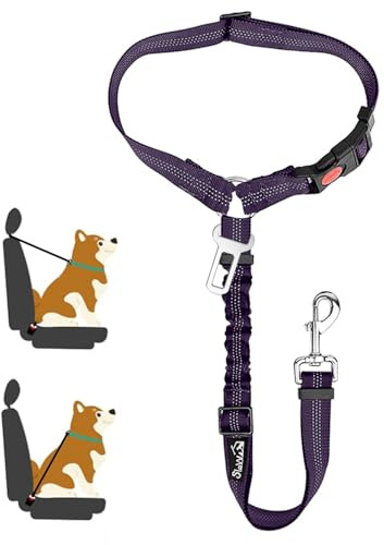 SlowTon Cintura di Sicurezza per Auto per Cani con Poggiatesta, Cintura di Sicurezza per Cani Regolabile Cintura di Sicurezza per Auto con Sistema Antiurto Elastico Elastico per Veicoli