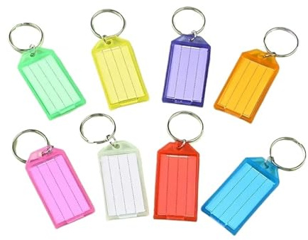 Transparent nyckelmärke med lock, färgglad nyckelring i plast, dubbelsidig märkning, gör-det-själv, 100 st för hotell