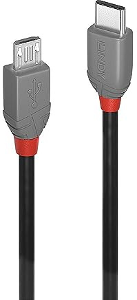 Lindy USB 2.0 Type C to Micro-B Cable, Anthra Line - Black,1m.