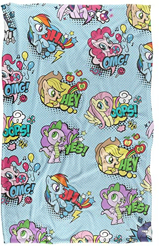 My Little Pony MLP Pop Art Pattern Super Soft Snuggle Blanket with Silky Touch - 91 x 147 cm