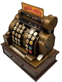 VANLAXY Vintage Cash Register Model Piggy Bank Money Bank Storage Box Jewelry Box Ring Trinket Case Cabinet Figurine Cafe Bar Window Decor Model Home Desk Decoration