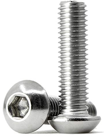 20 unidades de tornillos de cabeza alomada M5 x 45 mm con hexágono interior, acero inoxidable 304, rosca completa