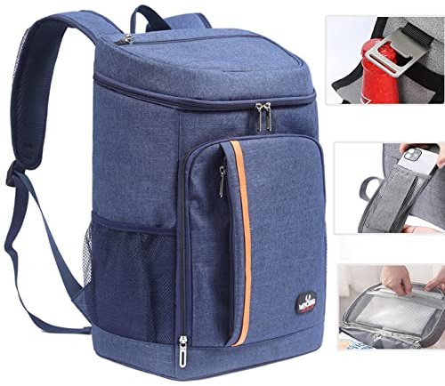 QINGLOU Mochila Nevera Isotermica, Bolsa de Picnic, Bolsa Térmica Porta Alimentos Bolsa de Compra para Picnic, La Playa, Almuerzo, Barbacoa - Mochila Grande (Azul Marino)