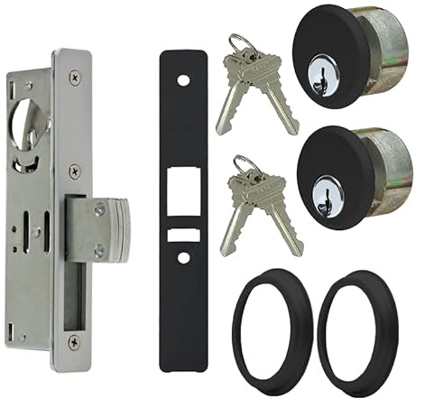 Summit DOORWARE Mortise Cylinder Deadlock Bolt with Keys | Adams Rite Style Door Lock Replacement Parts | Mortise Lock Replacement for MS1850S Series Locks | 31/32 Backset - Duronotic Finish