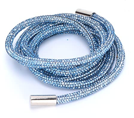 Kuuleyn Lacci per scarpe con strass, lacci per scarpe con glitter, corda con strass, accessorio decorativo in cristallo lucido per abiti da sposa, lacci per scarpe da cucito fai da te 6 mm(Azzurro)