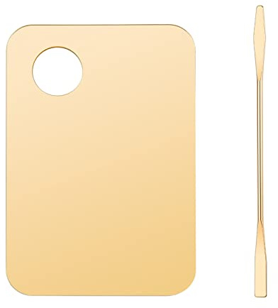 Palette de maquillage professionnelle en acier inoxydable avec spatule pour mélanger le fond de teint, le fard à paupières, la palette de nail art dorée