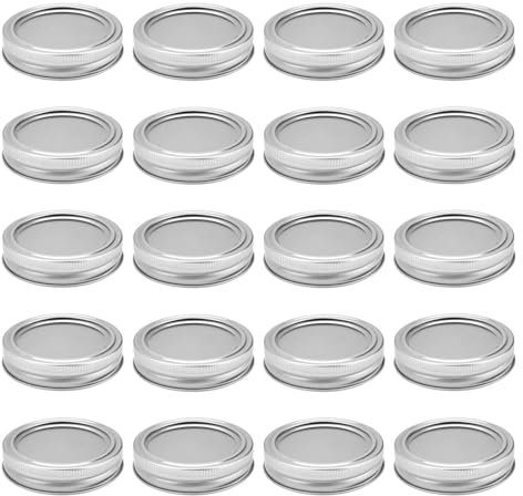 Schraubdeckel für Gläser, HERKINDNESS 20 Stück 70 mm Eisen Deckel, Siegel Twist off Deckel, Silber Glasdeckel für Gläser, für Verschließen von Gewürzdosen, Bonbondosen, Kaffeedosen usw