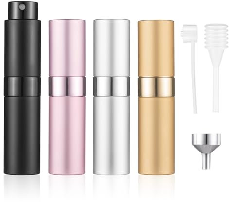 Kiperline 4PCS Vaporisateur Parfum Vide, 8ML Voyage Portable Recharge Parfum Vide Atomiseur Réutilisable