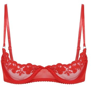 Sxiwei Femme Soutien Gorge Ouvert Sein Nu Lingerie de Nuit Push Up Dentelle Lingerie Bra Bustier Top