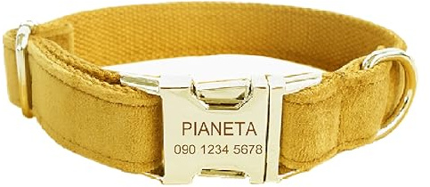Defgeph Personligt hundhalsband med namn, personligt graverat hundhalsband i justerbar storlek reflekterande för små, medelstora hundar, stora hundar flicka, hundpojke (gul)
