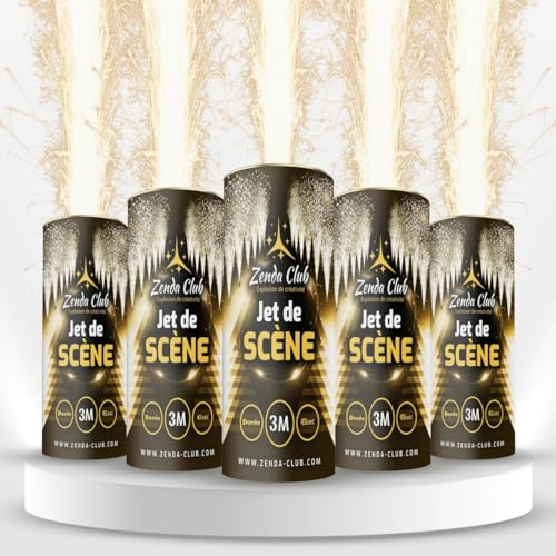 Juego de 10 chorros de escena plateados (3 metros, 45 segundos) – Altura de efecto 3M – Vendido por múltiplos de 10 – Sin disparadores – Ideal Bodas, Fiestas, Eventos – Zenda Club® | Categoría F1