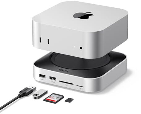 UGREEN Docking Station Compatibile con Mac Mini M4 e M4 Pro Dock Station 10 in 1 Hub USB C con Alloggiamento M.2 NVME SSD Lettore di Schede SD TF 7 Porte USB 10Gbps 5Gbps