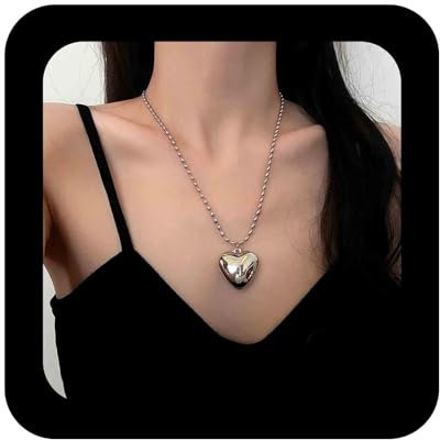 Cimenexe Collana Girocollo Cuore Oro Gonfiato - Catena Lunga Gioielli Per Le Donne