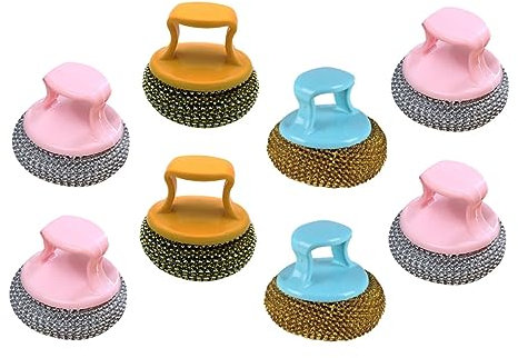 KOCKSHION 8stücke Waschkugeln Aus Stahldraht Für Küche Kreative Griff Reinigungskugeln Küchenschrubber Topfsicher Leicht Zu Reinigen