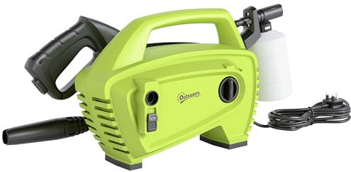 Outsunny 1600W High Pressure Washer, 130 Bar Pressure, 390 L/h Flow, Portable Power Washer Jet Wash Cleaner with Adjustable Nozzle, 6M Hose, Handle for Home Patio Car Driveway, Green